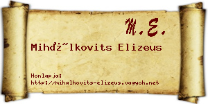 Mihálkovits Elizeus névjegykártya